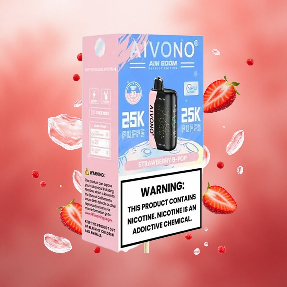 Aivono Aim Boom 25000 Puffs Braškės B Pop 650mAh Lithuanian wholesale