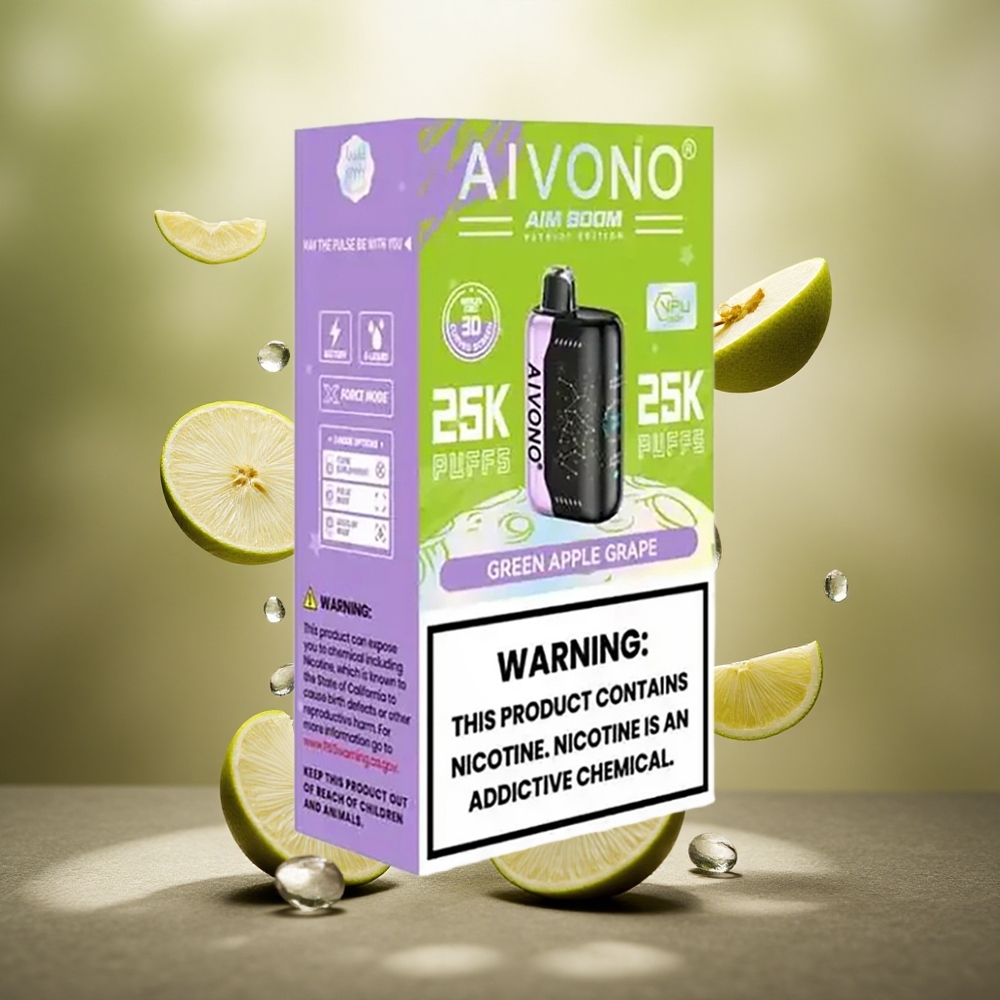 Aivono Aim Boom 25000 Puffs Vienkartinis Vape Žalia Obielys Vynuogė 650mAh Lithuanian wholesale