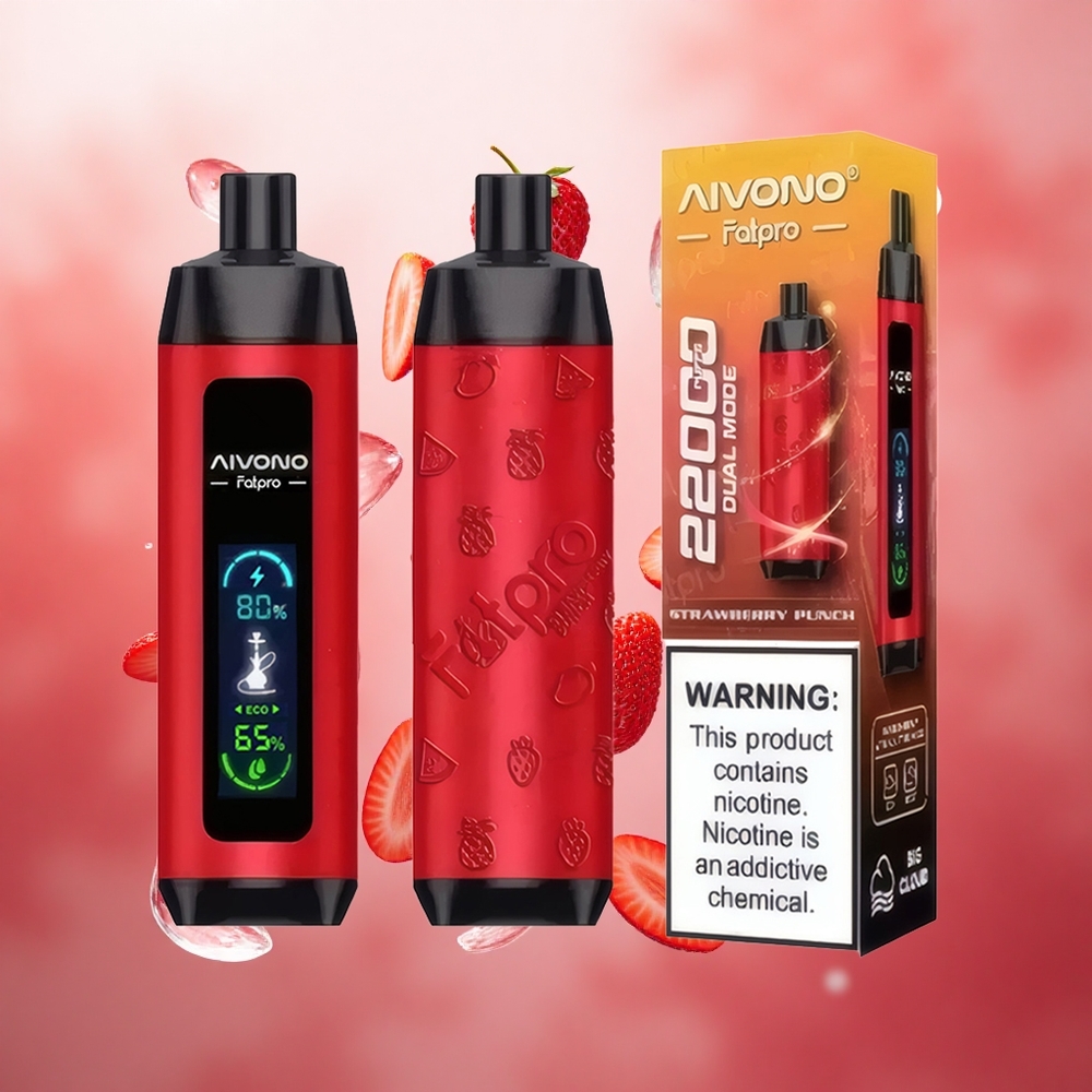 Aivono Aim Fatpro 22000 Puffs Vienkartinis Vape Braškių Punch 28ml Lithuanian wholesale