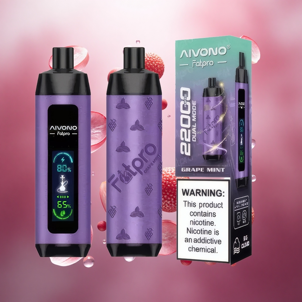 Aivono Aim Fatpro 22000 Puffs Vienkartinis Vape Vynuogių Mėta 28ml Lithuanian wholesale