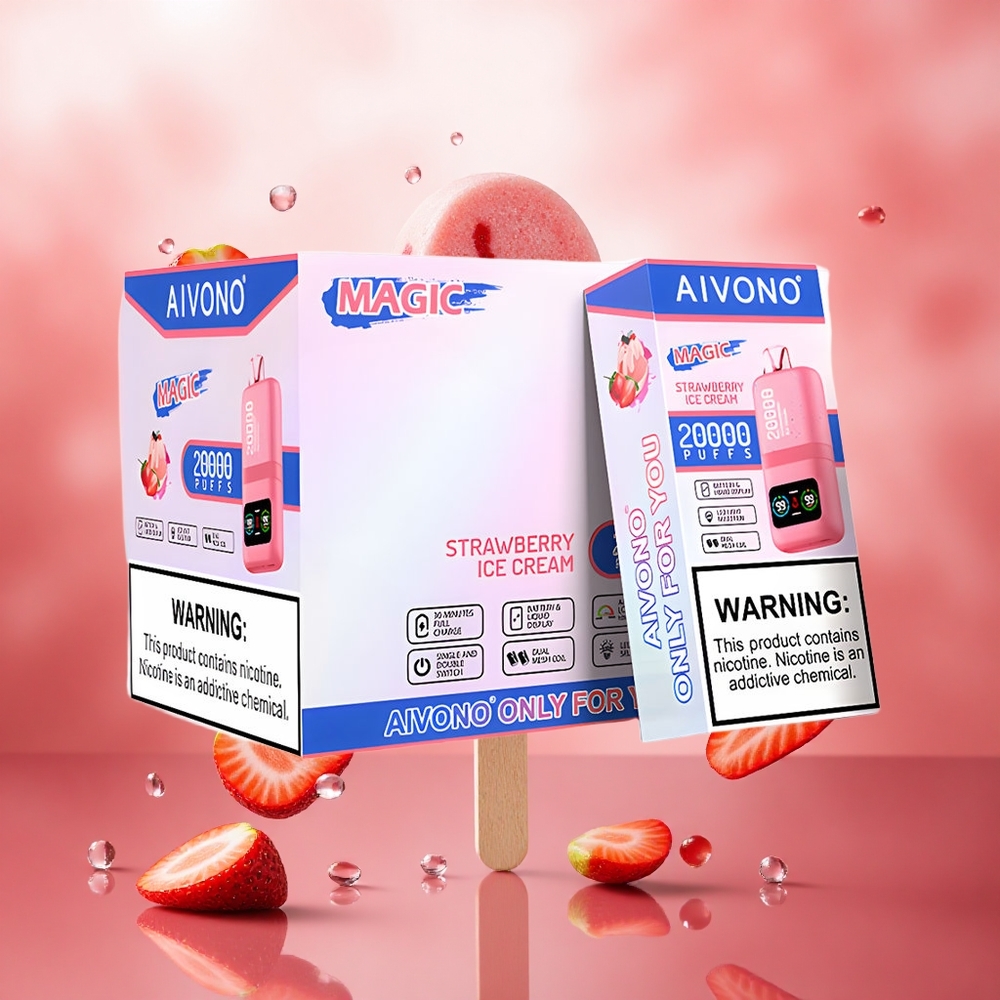 Aivono Aim Magic 20000 Puffs Braškų ledų kremas 26ml E-liquid Lithuanian wholesale