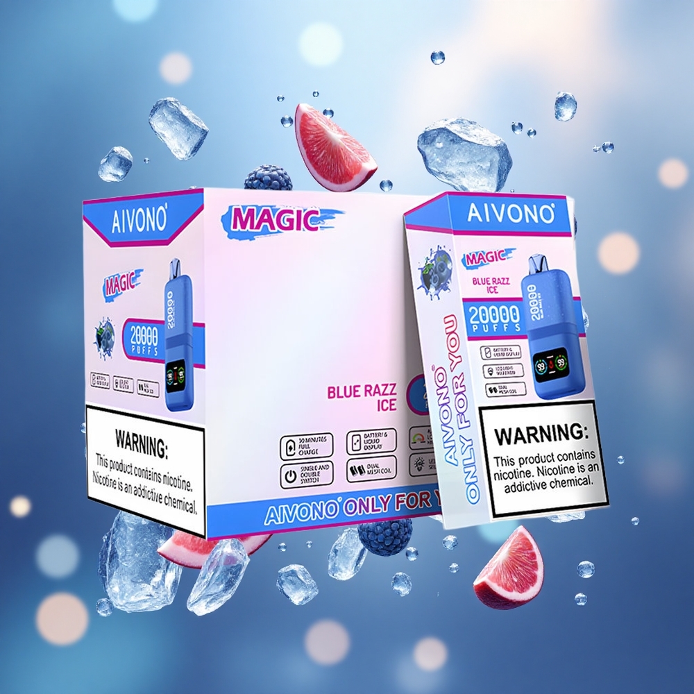 Aivono Aim Magic 20000 Puffs Vienkartinis Vape Mėlynųjų avietų ledas Dual Mesh Coils Lithuanian wholesale