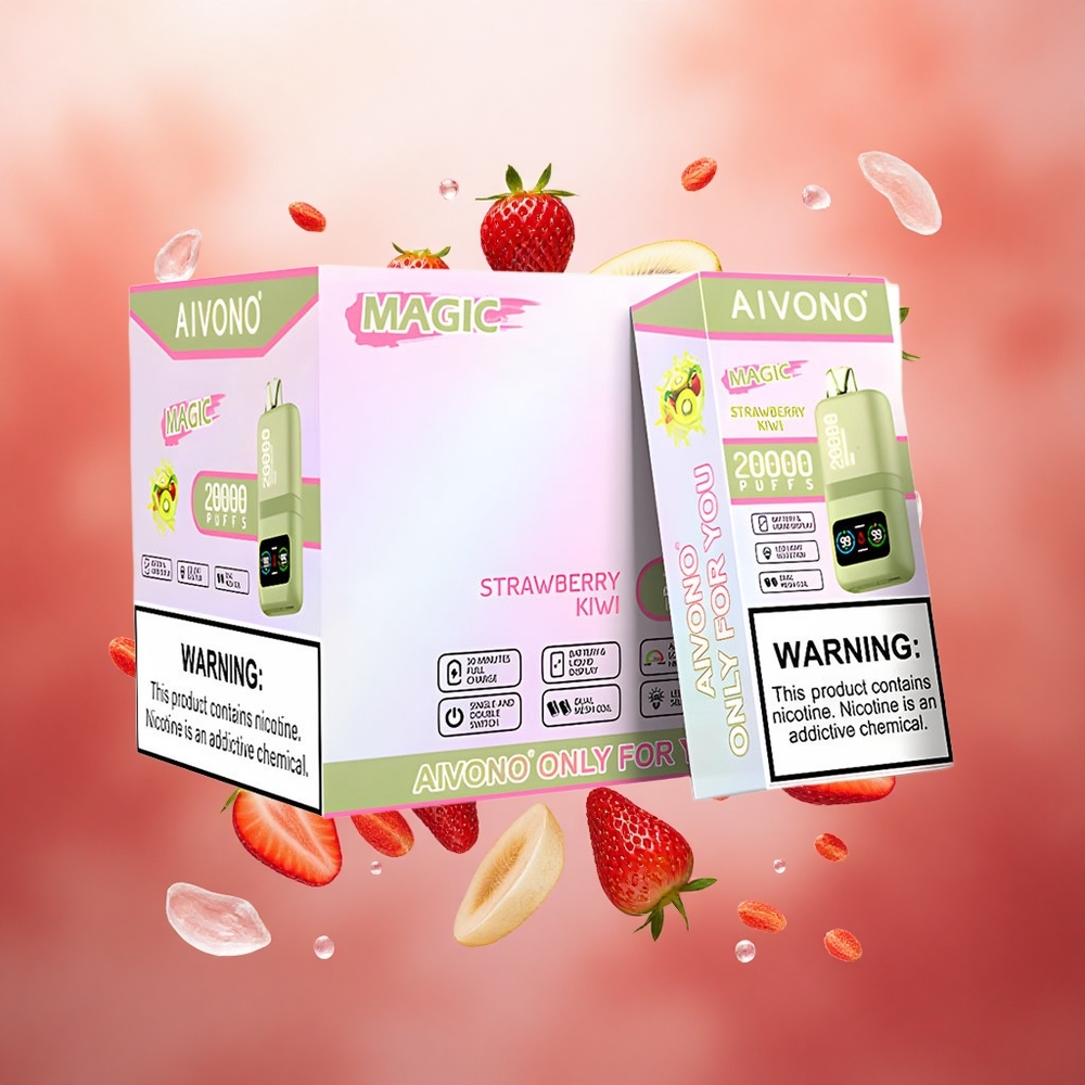 Aivono Aim Magic 20000 Puffs žemuogės kivis LCD ekranas Lithuanian wholesale
