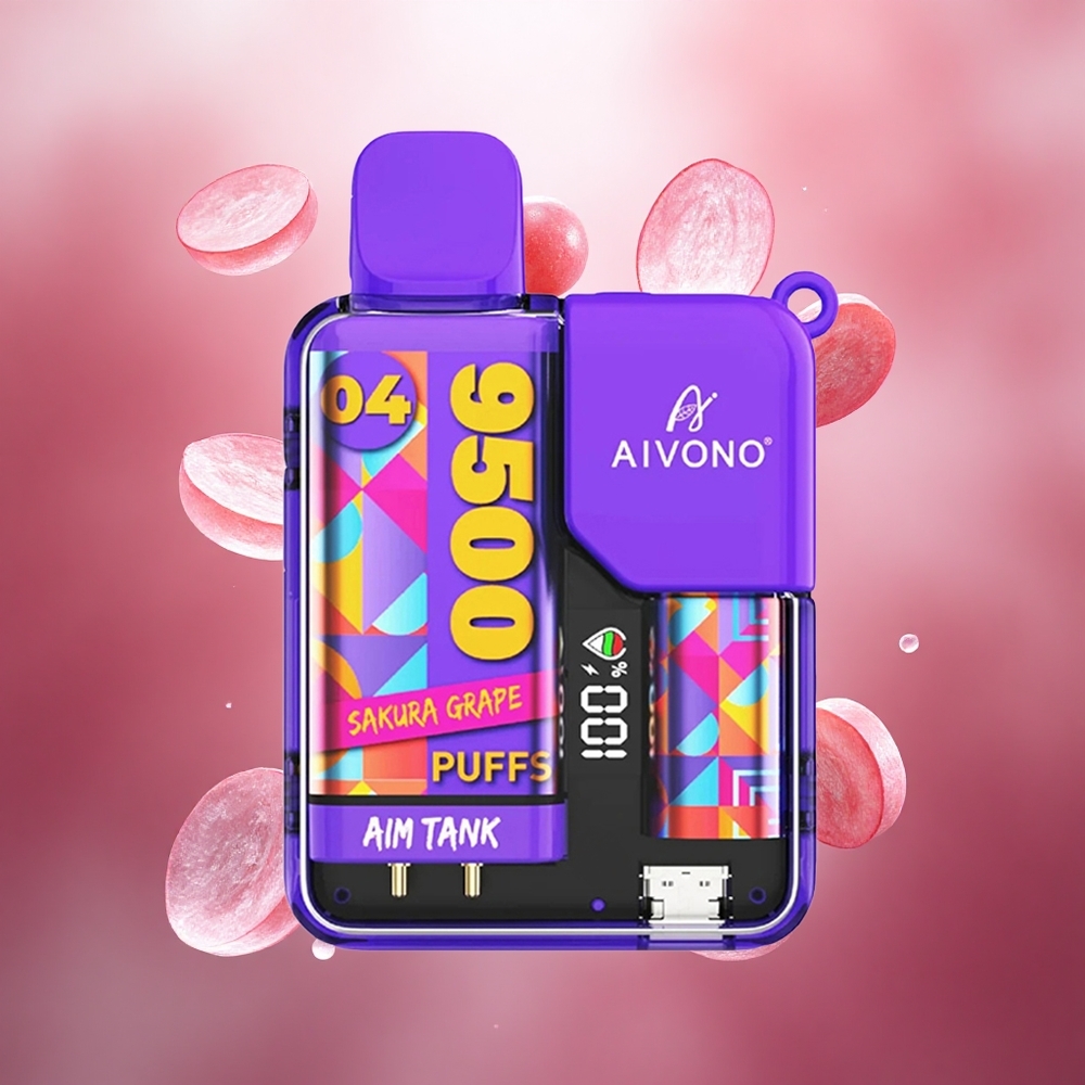 Aivono Aim Tank 9500 Puffs Vienkartinis Vape Sakurovinis Vynuogės 18ml Lithuanian wholesale