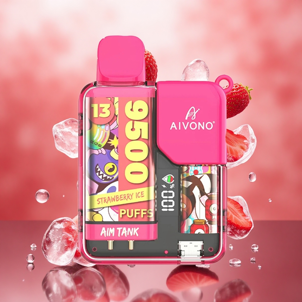 Aivono Aim Tank 9500 Puffs Vienkartinis Vape braškių ledas 1.2Ω tinklelinė ritė Lithuanian wholesale