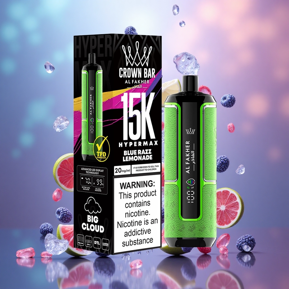 Al Fakher Crown Bar 15K Hypermax 600mAh Mėlynų Gervuogių Limonadas Lithuanian wholesale
