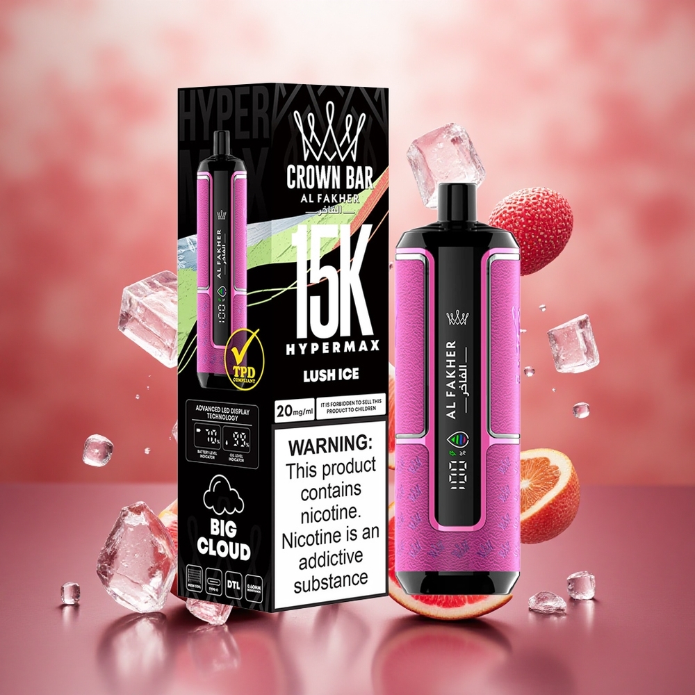 Al Fakher Crown Bar 15K Hypermax DTL 22ml Ledo Lithuanian wholesale
