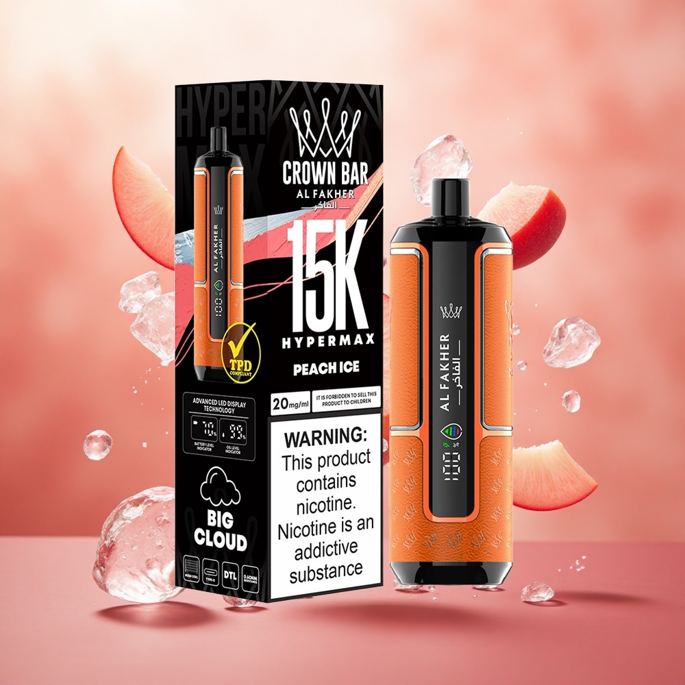 Al Fakher Crown Bar 15K Hypermax Persikų Ledas 600mAh Lithuanian wholesale