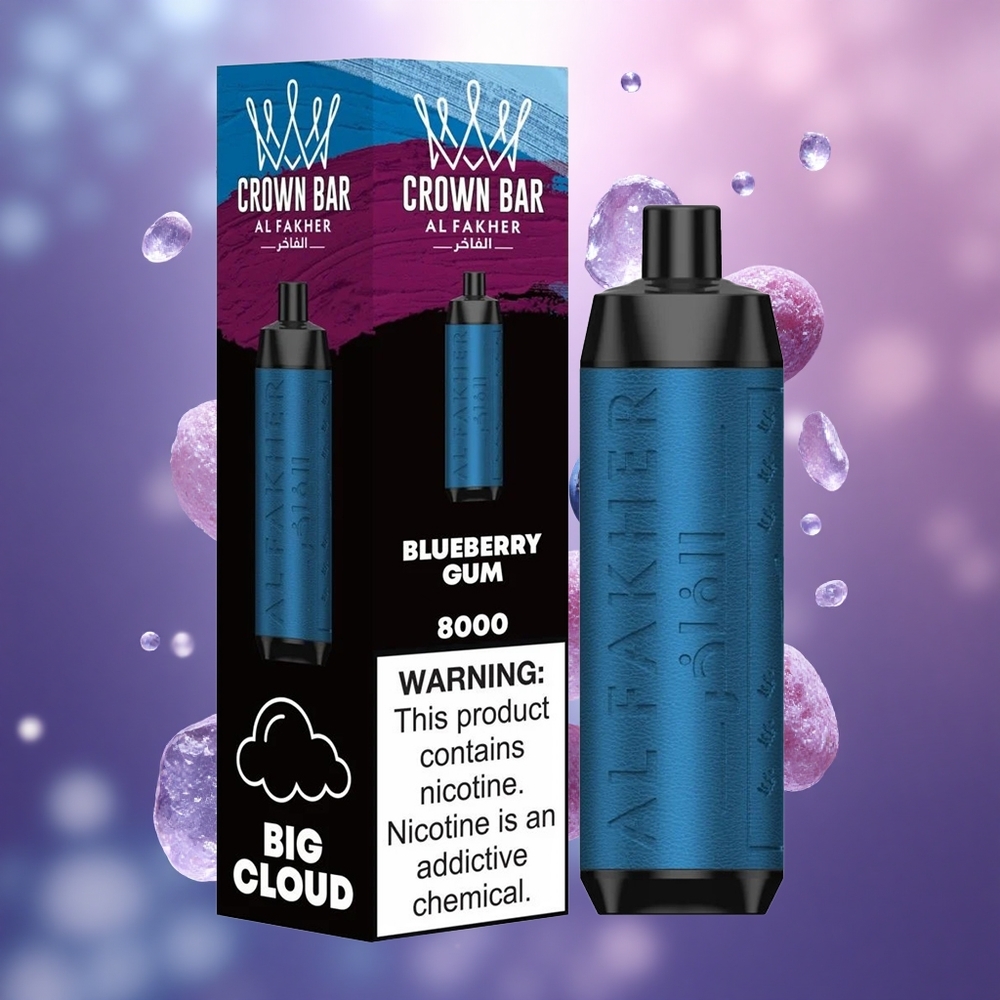 Al Fakher Crown Bar 8000 Crystal 18ml Mėlynųjų Gervuogių Guma Vienkartinis Vape Lithuanian Wholesale