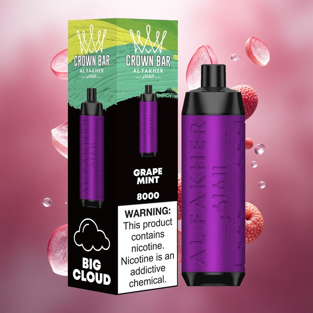 Al Fakher Crown Bar 8000 Crystal 18ml Vynuogių Mėta Vienkartinis Vape Lithuanian wholesale