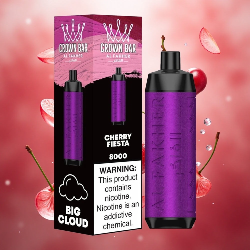 Al Fakher Crown Bar 8000 Crystal Vienkartinis Vape Vyšnių Fiesta 18ml Lithuanian wholesale
