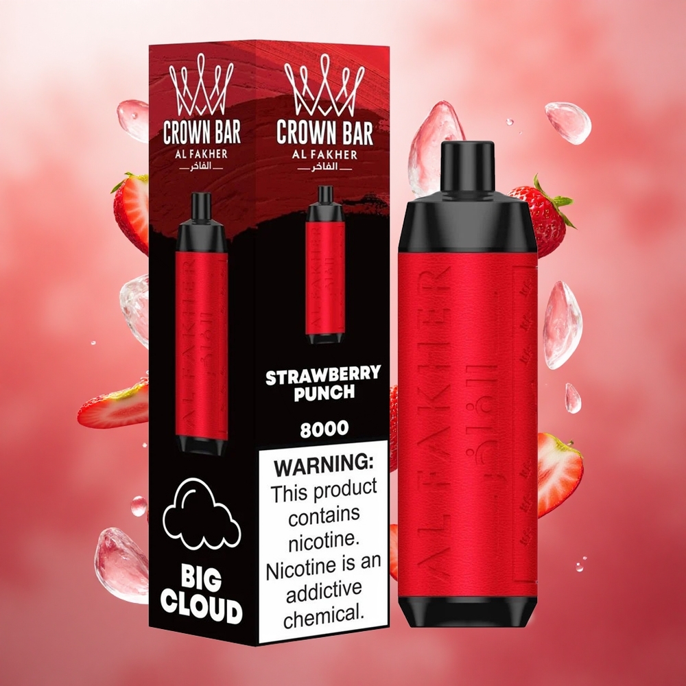 Al Fakher Crown Bar 8000 Kristalinis Vienkartinis Vapas Braškų Pundukas 600mAh Lithuanian wholesale