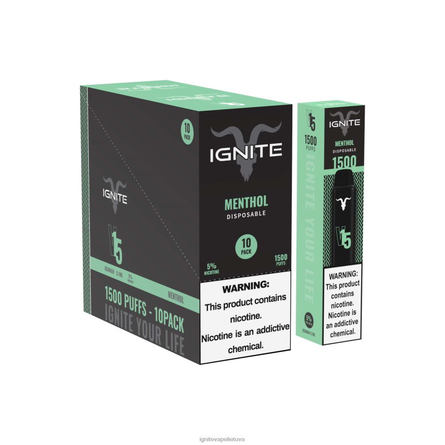 IGNITE V15 Vape rašiklis 10 vnt P2DT6104 IGNITE vape price braškių obuolių arbūzas
