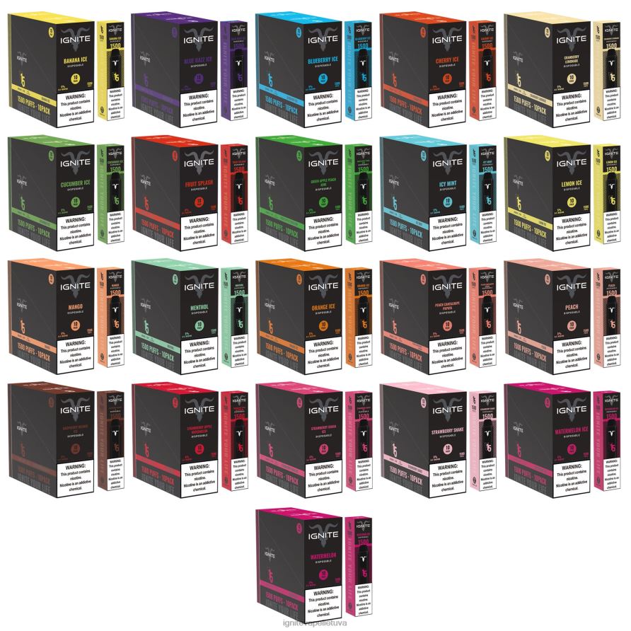 IGNITE V15 Vape rašiklis 10 vnt P2DT6104 IGNITE vape price braškių obuolių arbūzas