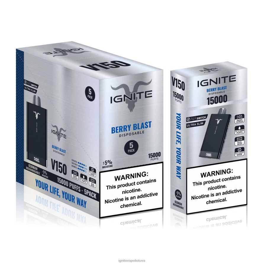 IGNITE V150 Vape rašiklis 5 vnt P2DT693 IGNITE vape shop arbūzo drakono vaisius