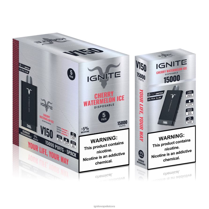 IGNITE V150 Vape rašiklis 5 vnt P2DT693 IGNITE vape shop arbūzo drakono vaisius