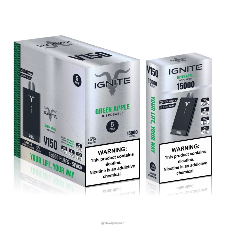 IGNITE V150 Vape rašiklis 5 vnt P2DT693 IGNITE vape shop arbūzo drakono vaisius