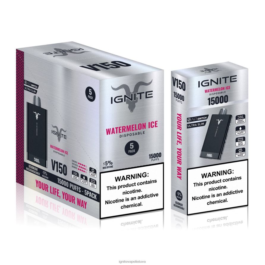 IGNITE V150 Vape rašiklis 5 vnt P2DT693 IGNITE vape shop arbūzo drakono vaisius