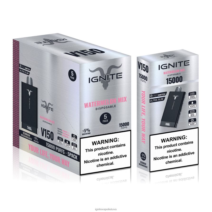IGNITE V150 Vape rašiklis 5 vnt P2DT693 IGNITE vape shop arbūzo drakono vaisius