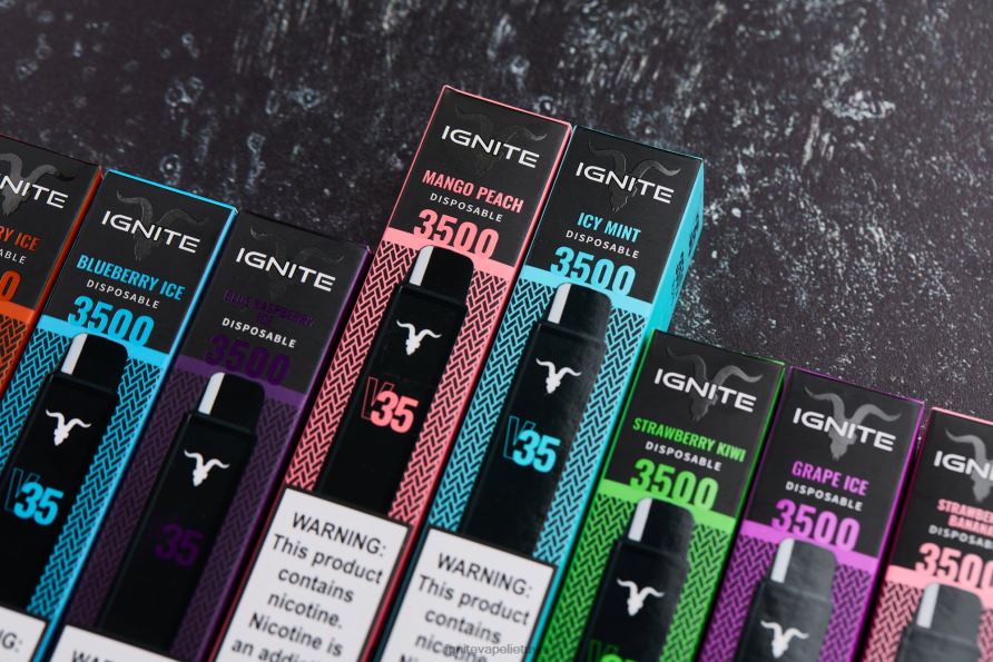 IGNITE V35 Vape rašiklis 10 vnt P2DT616 IGNITE tobacco outlet bananų ledas