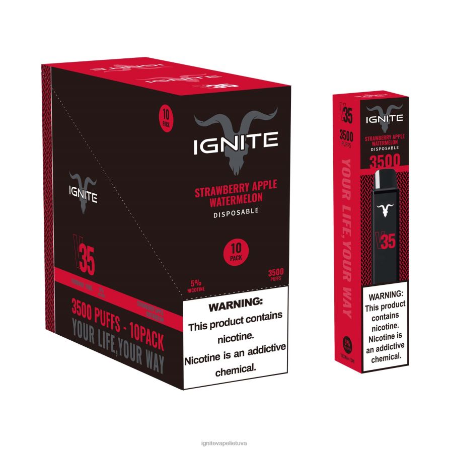 IGNITE V35 Vape rašiklis 10 vnt P2DT616 IGNITE tobacco outlet bananų ledas