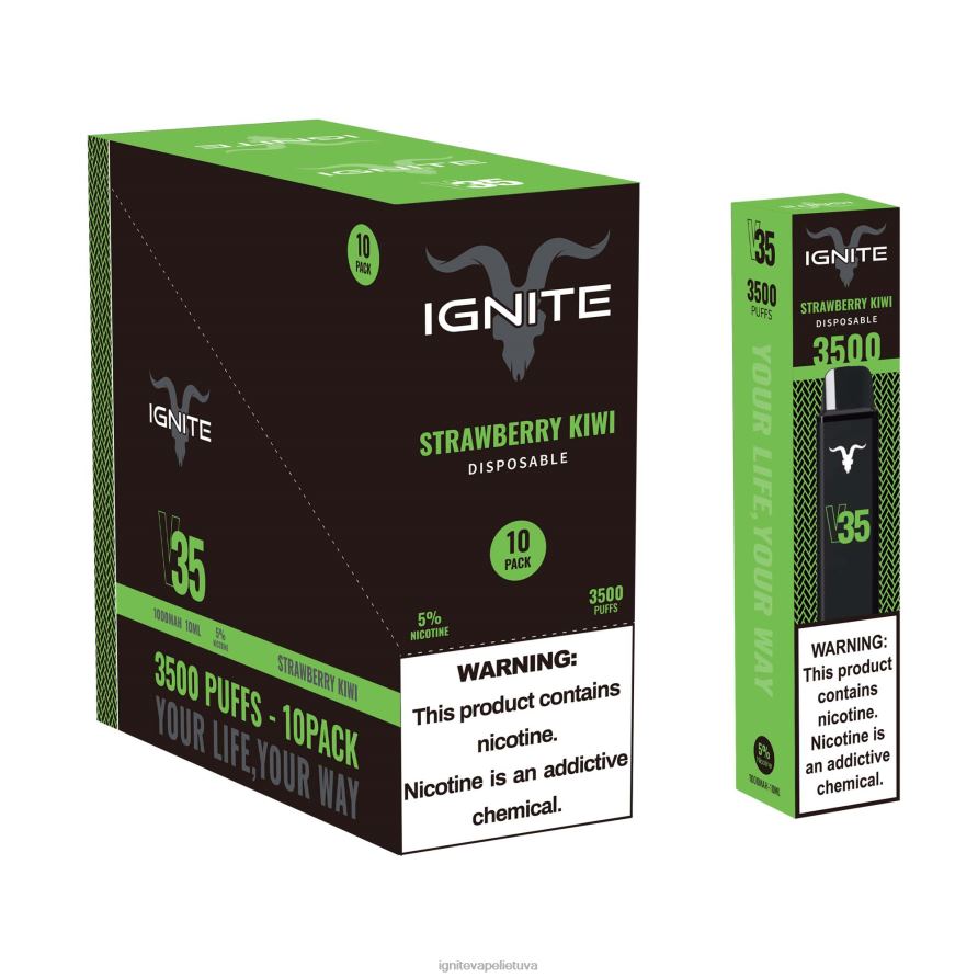 IGNITE V35 Vape rašiklis 10 vnt P2DT616 IGNITE tobacco outlet bananų ledas
