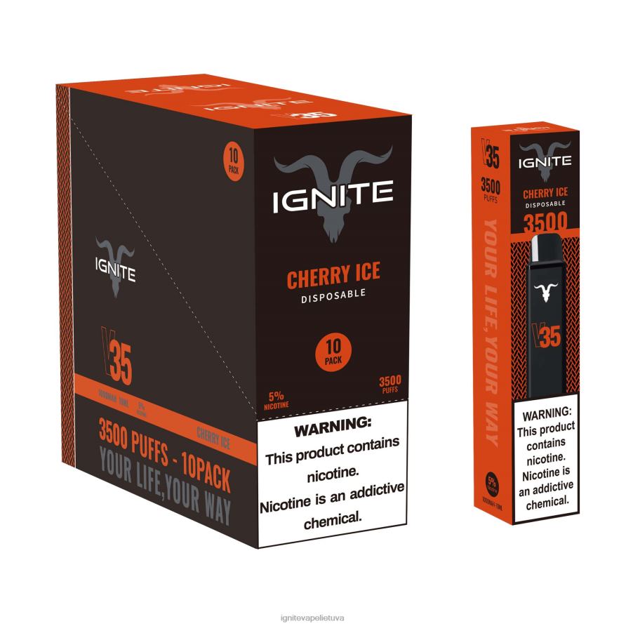 IGNITE V35 Vape rašiklis 10 vnt P2DT616 IGNITE tobacco outlet bananų ledas