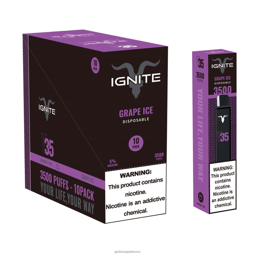 IGNITE V35 Vape rašiklis 10 vnt P2DT616 IGNITE tobacco outlet bananų ledas