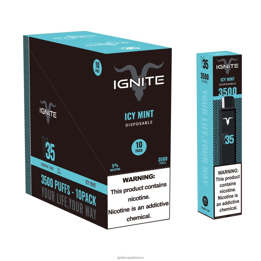 IGNITE V35 Vape rašiklis 10 vnt P2DT616 IGNITE tobacco outlet bananų ledas