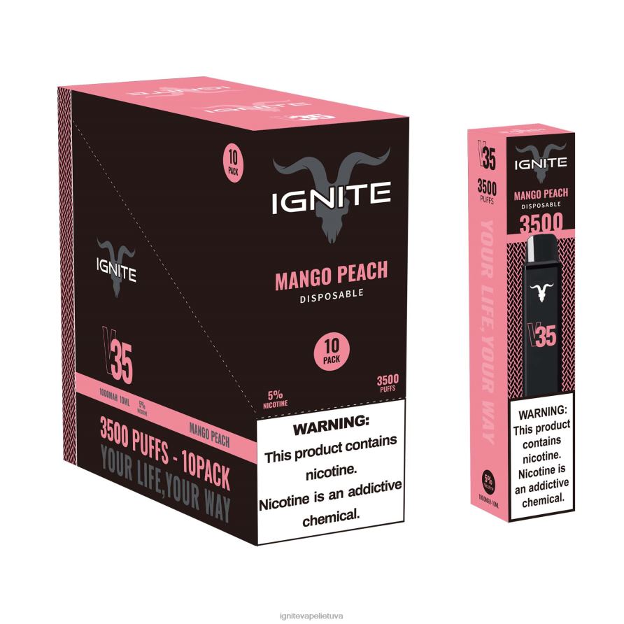 IGNITE V35 Vape rašiklis 10 vnt P2DT616 IGNITE tobacco outlet bananų ledas