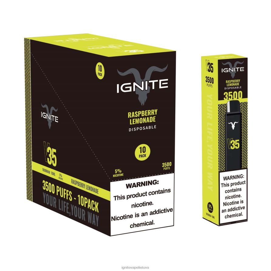 IGNITE V35 Vape rašiklis 10 vnt P2DT616 IGNITE tobacco outlet bananų ledas
