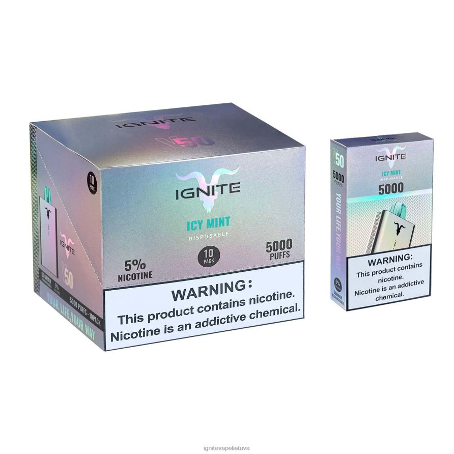 IGNITE V50 Vape rašiklis 10 vnt P2DT6143 IGNITE vape shop mėlyna cukraus vata