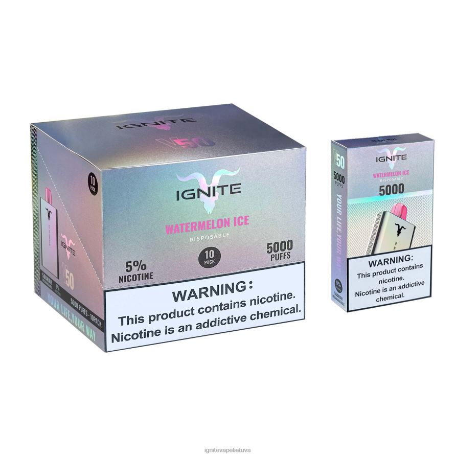 IGNITE V50 Vape rašiklis 10 vnt P2DT6151 IGNITE vape lietuva arbūzų ledas