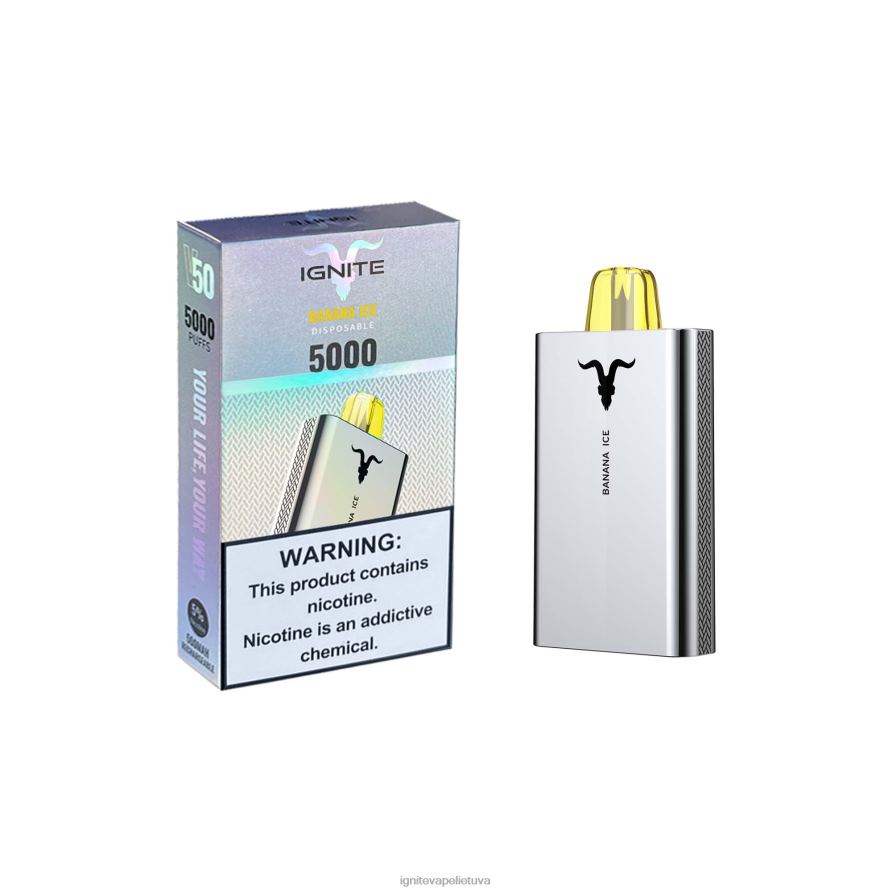IGNITE V50 vape rašiklis P2DT6157 IGNITE vape reviews žalias obuolys