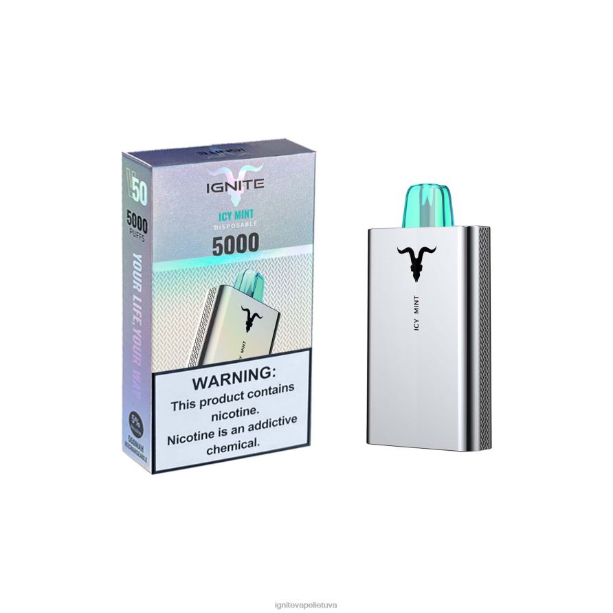 IGNITE V50 vape rašiklis P2DT6157 IGNITE vape reviews žalias obuolys
