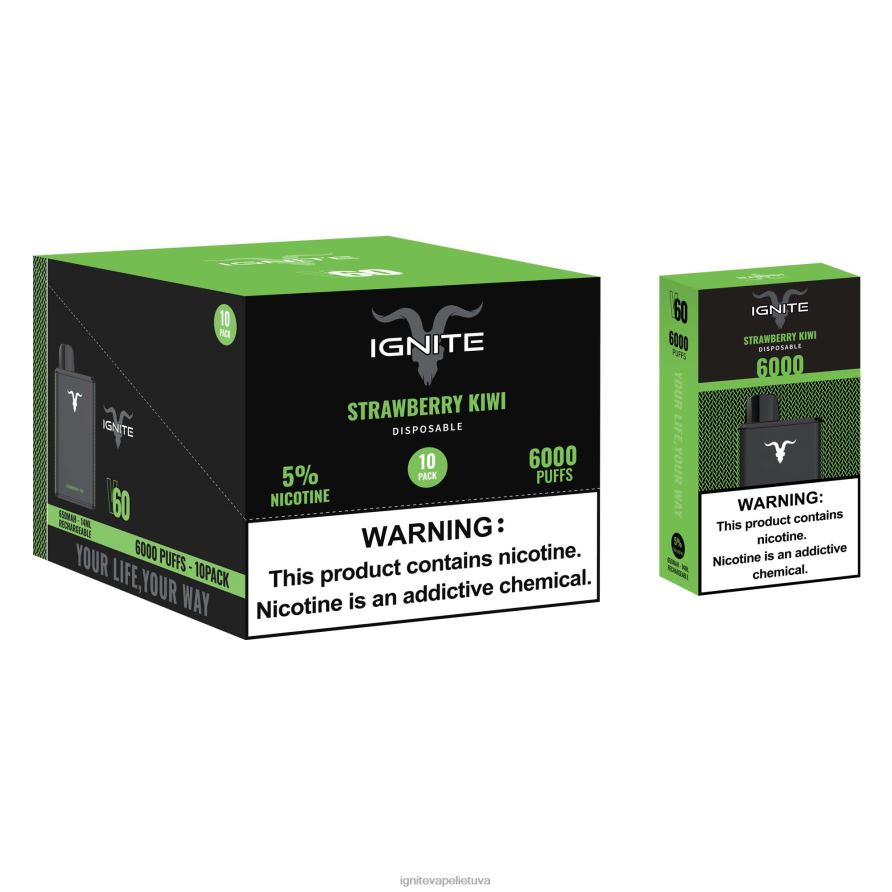 IGNITE V60 Vape rašiklis 10 vnt P2DT61 IGNITE vape lietuva bananų ledas
