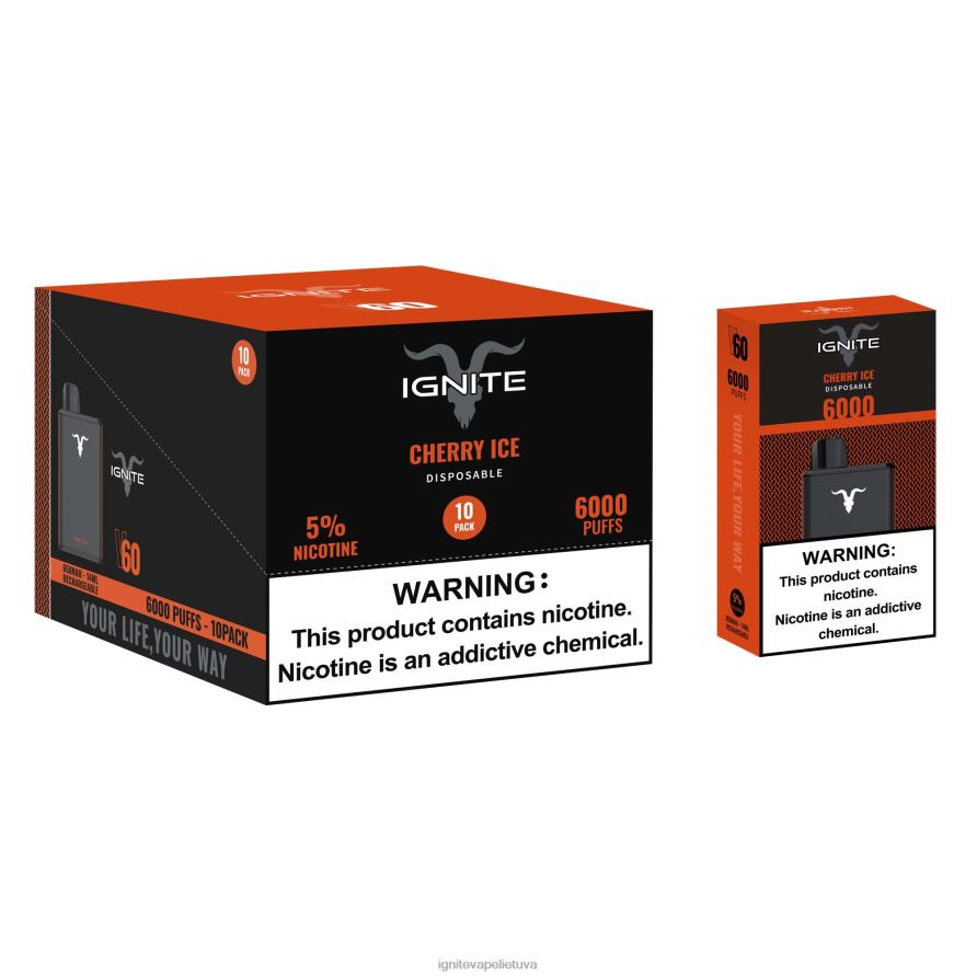 IGNITE V60 Vape rašiklis 10 vnt P2DT61 IGNITE vape lietuva bananų ledas