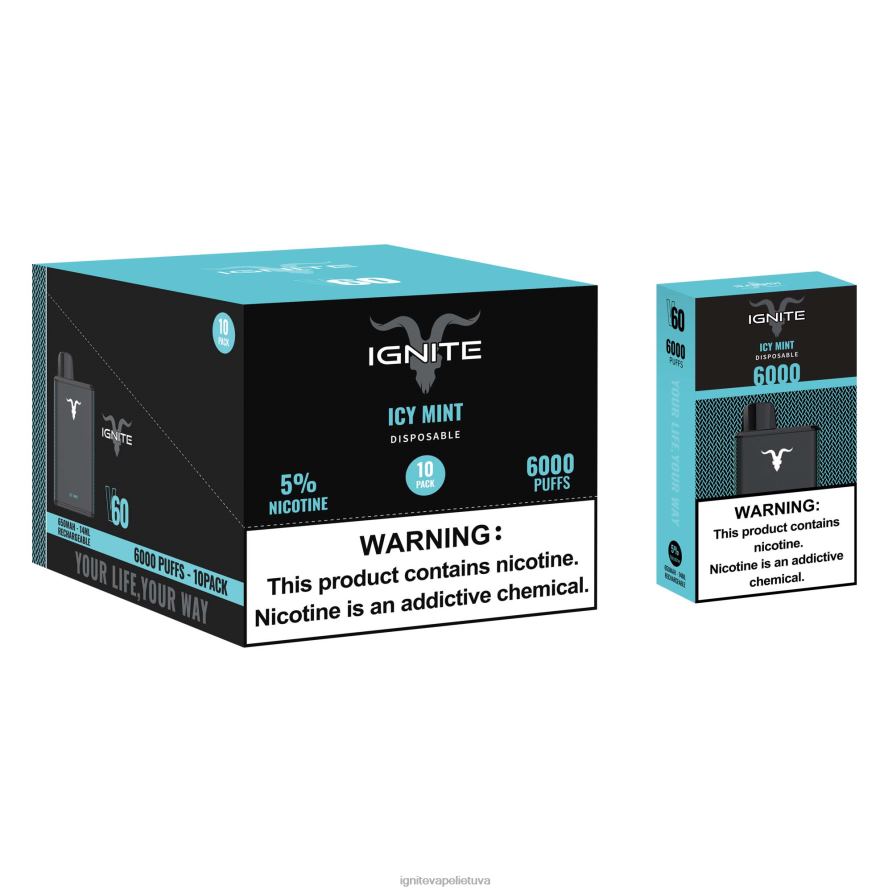 IGNITE V60 Vape rašiklis 10 vnt P2DT61 IGNITE vape lietuva bananų ledas
