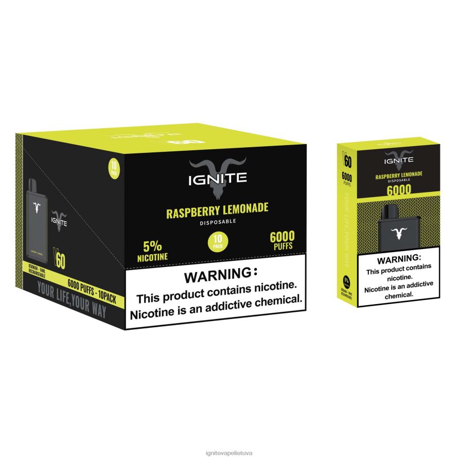 IGNITE V60 Vape rašiklis 10 vnt P2DT61 IGNITE vape lietuva bananų ledas