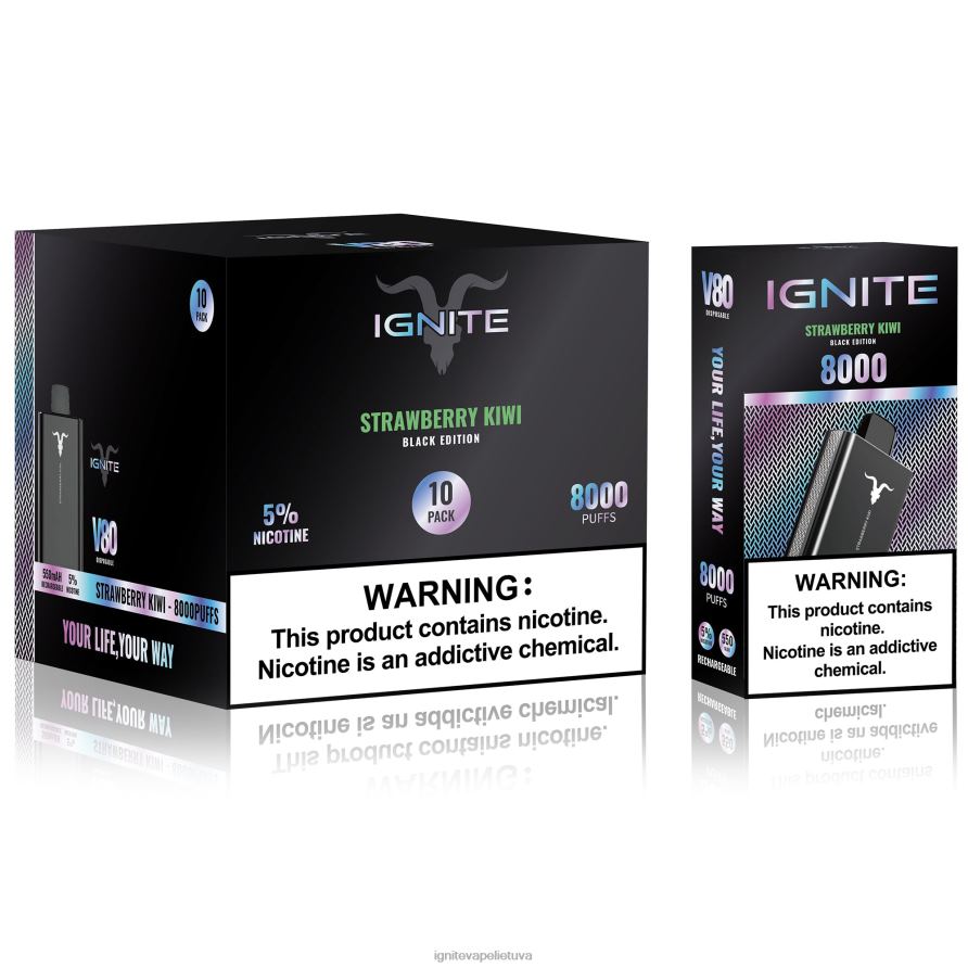 IGNITE V80 Vape rašiklis 10 vnt P2DT655 IGNITE vape sales mėlynių citrina