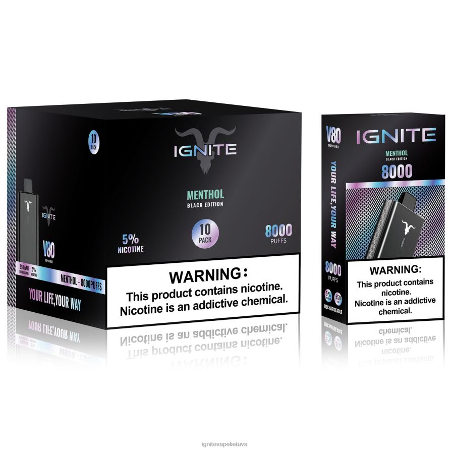 IGNITE V80 Vape rašiklis 10 vnt P2DT665 IGNITE vape sales arbūzų ledas
