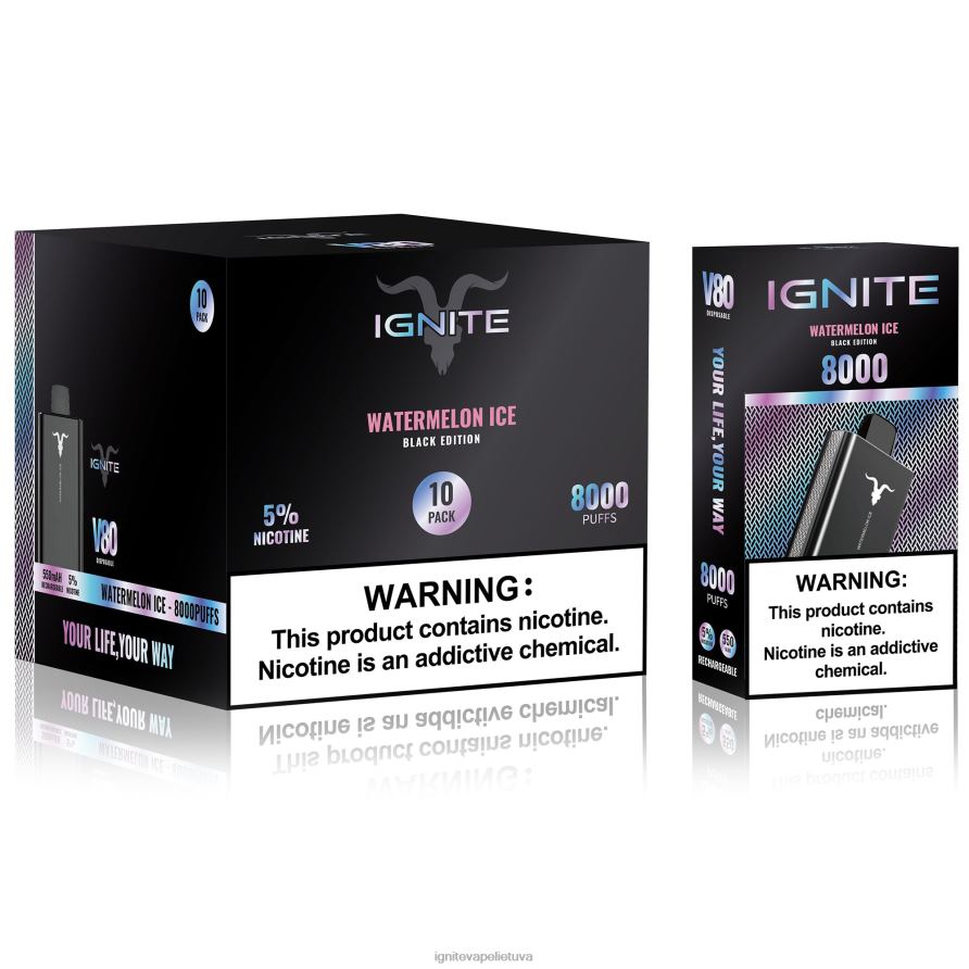 IGNITE V80 Vape rašiklis 10 vnt P2DT665 IGNITE vape sales arbūzų ledas