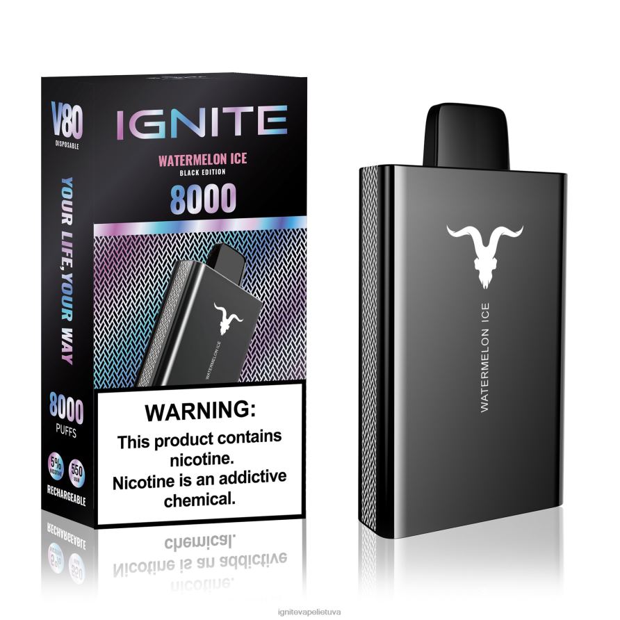IGNITE V80 vape rašiklis P2DT647 IGNITE vape reviews ledinė mėta