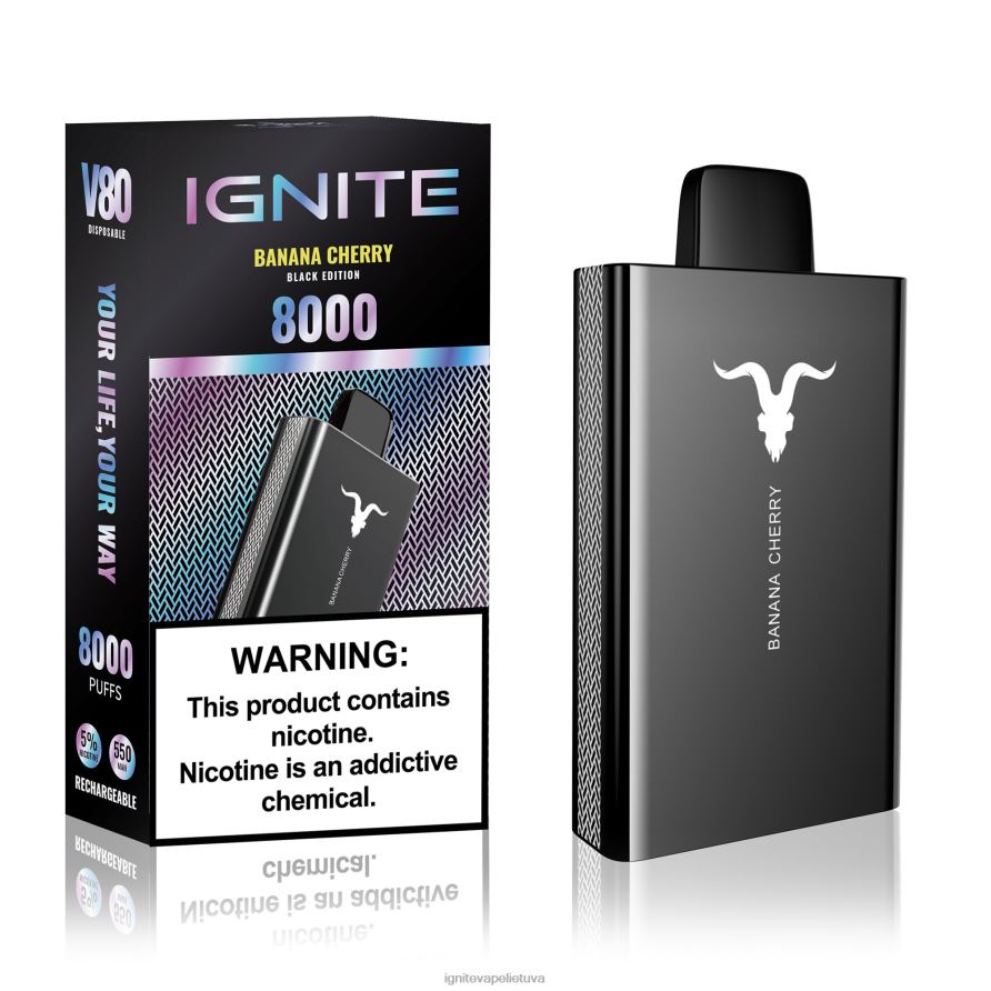 IGNITE V80 vape rašiklis P2DT647 IGNITE vape reviews ledinė mėta