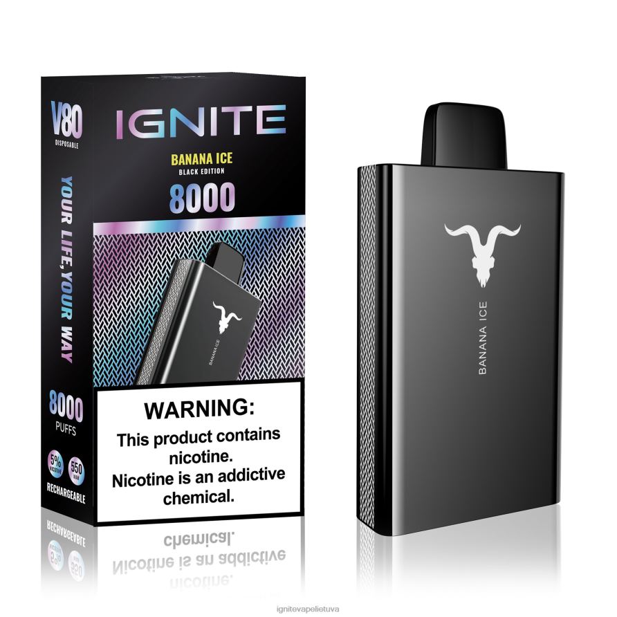 IGNITE V80 vape rašiklis P2DT647 IGNITE vape reviews ledinė mėta