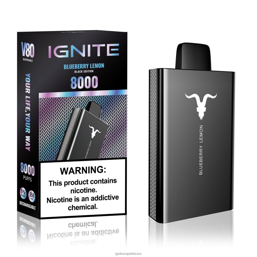 IGNITE V80 vape rašiklis P2DT647 IGNITE vape reviews ledinė mėta
