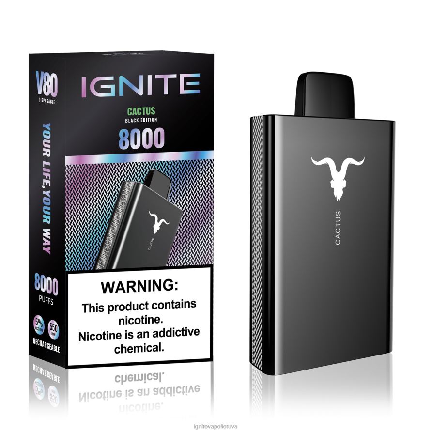 IGNITE V80 vape rašiklis P2DT647 IGNITE vape reviews ledinė mėta